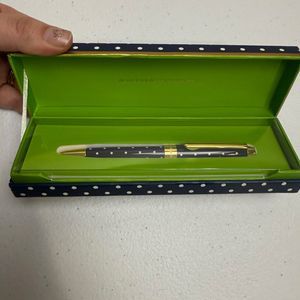 KATE SPADE NEW YORK NAVY LARABEE DOT BALL POINT PEN NEW IN GIFT BOX BLACK INK